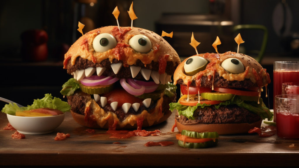 Hamburguesas de Monstruo Halloween