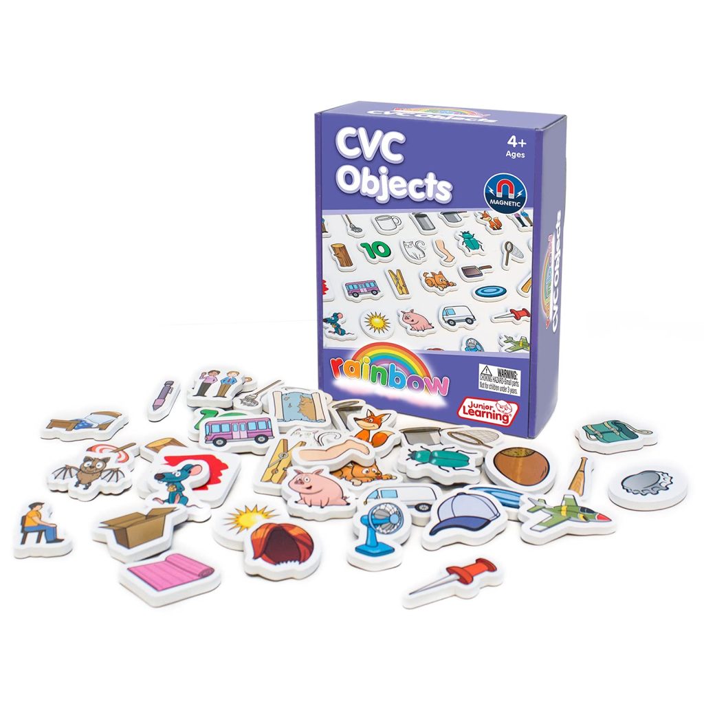 Juego de espuma magnética, 40 piezas, edades de 4 a 5 años, fonía, pre K-K - Junior Learning Rainbow CVC Objects